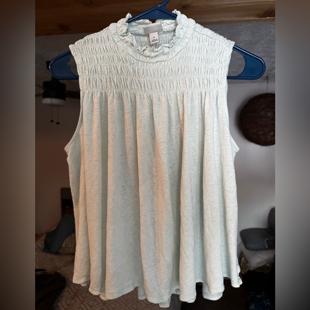 A New Day Tank Top with Ruffled Neck